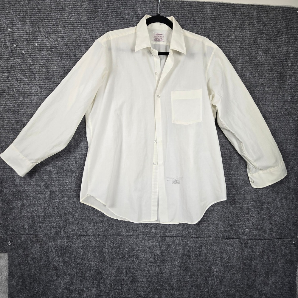 Vintage Arrow Cot-N-Rite White Lenox Contour Dress Shirt 16-32 Made in USA